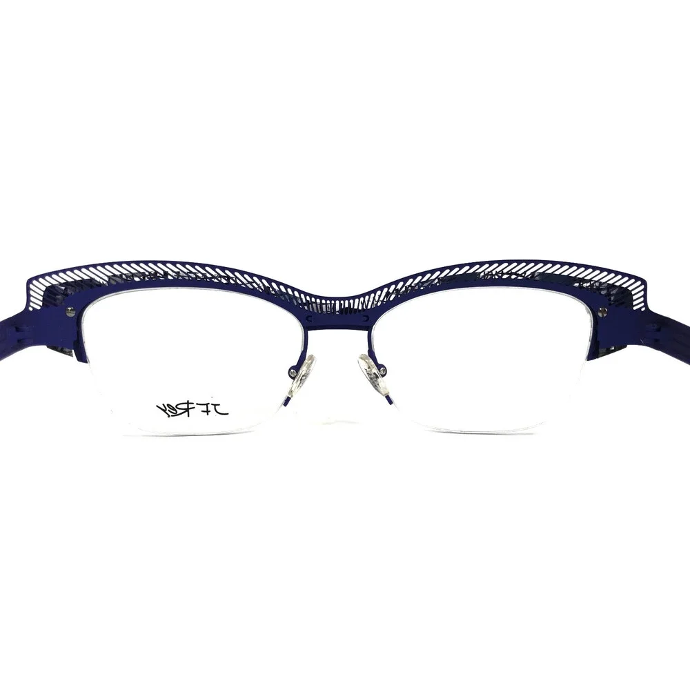 J.F. Rey Eyeglasses Frames JF2574 2200 Blue Gray Demi Cat Eye Half Rim 54-17-136